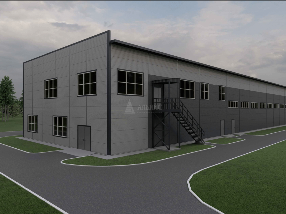 3D визуализация Производственный цех с АБК из сэндвич-панелей - фото 4